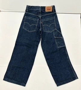 Vintage Y2K Boys Levis Carpenter Jeans Size 10R Wide Leg Dark Wash *Hemmed 24x23 - Picture 1 of 13