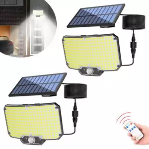 Solar Motion Sensor Wall Light Led Cob Floodlight Security Outdoor Garden Remote - Picture 1 of 12