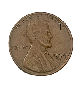 1959 D Lincoln Memorial Cent Error - Cud On Obv & Rev - Picture 1 of 2