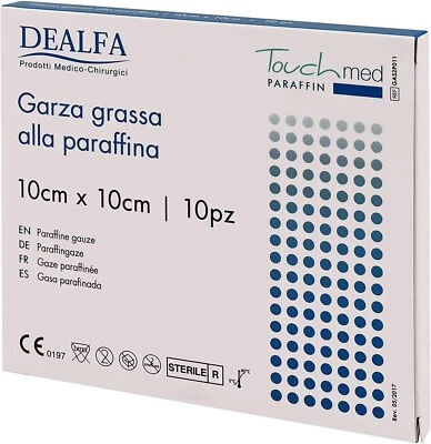 DEALFA Touchmed Medicazione sterile Garza Grassa alla Paraffina (cm 10x10) 10 pz