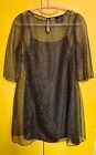 Womens Black Golden Net Style Long Blouse Dress With Camisole By Fearne Cotton
