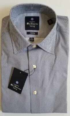 Camisa de vestir Ben Sherman para hombre sastrería manga larga elástica, gris geo, talla 34/35 Foto 1 de 2