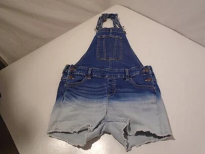 Justice Blue Denim  Shortall Bib Overall Shorts Size 16 Faded Wash VGC - Picture 1 of 6