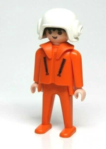 Playmobil Figura Vintage Soccorso Pilota con Elmetto Tuta Arancione Capelli Neri 3789 - Foto 1 di 1