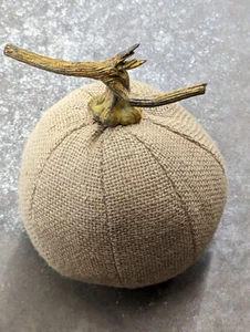 Burlap Decorative Pumpkin With Metal Stalk - Picture 1 of 2