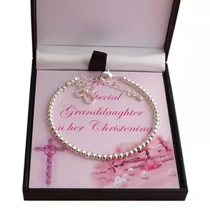 De Niña Bautizo Brazalete Con Cruz. Regalo de Bautizo para Hija, Sobrina Etc. - Imagen 1 de 8