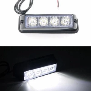 White 12V/24V 4LED 4W Emergency Vehicle Deck Dash Grille Strobe Warning Light - Bild 1 von 7