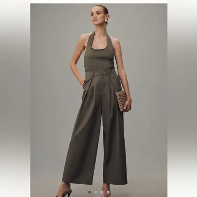 Anthropologie Flat White Halter Trouser Jumpsuit Size Medium NWT - Image 1 of 4