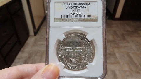 Finland 1975 10 mk Silver Coin - President Urho Kekkonen - Original Cover Cover