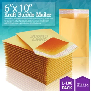 #0 6x10 (6x9) KRAFT BUBBLE MAILER SELF SEAL SHIPPING BAG ENVELOPE 25,50,100,250 - Picture 1 of 19