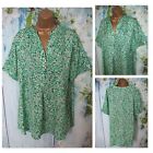 NEW MARKS AND SPENCER BLOUSE SIZE 14, Green mix Satin Short Sleeve V-Neck Top