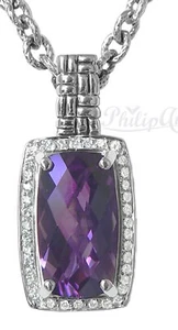 Philip Andre Halskette aus echtem Amethyst und 1/3 kt Diamant Sterlingsilber - Bild 1 von 2