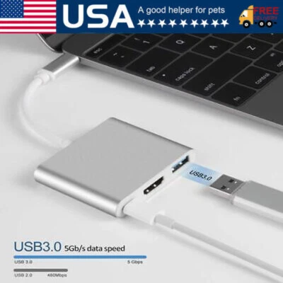 Hub convertitore cavo adattatore HDMI USB-C tipo C per Macbook telefono Android HDTV TV - Immagine 1 di 4