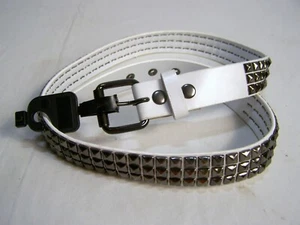 White Belt with Grey  Metal Studs Size L 38"  Waist Adjustable 1.25 wide Unisex - Picture 1 of 4