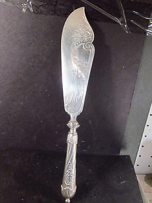 Vintage German Wilkens .800 Silver 11 1/2" FISH KNIFE Engraved Blade  Mono G - Image 1 of 3