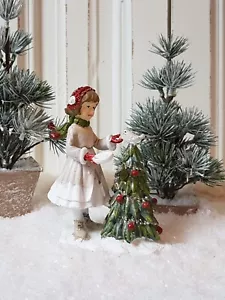 Winterkind Tannenbaum Figur Kind Weihnachtensfigur Nostalgie grau rot Höhe 12 cm - Bild 1 von 3