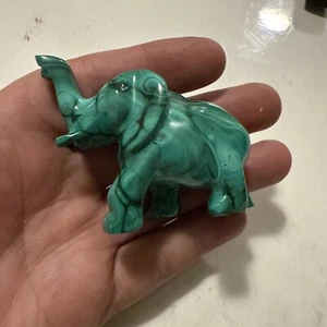 Natural Healing Malachite Quartz Carved Baby Elephant Crystal Stone 96g - Picture 1 of 8
