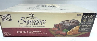 12-5.3oz Cat Wet food Wellness Signature Select Chunky Beef & Chicken Grain Free - Image 1 of 4