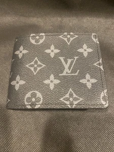 Louis Vuitton Men’s Wallet Black Leather Grey Monogram - Picture 1 of 14