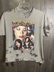 Aaliyah Graphic T-Shirt Crew Neck Short Sleeve Gray Tie Dye Adults Size Medium - Picture 1 of 7