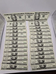 lot of 27 SEQUENTIAL OLD 20 DOLLAR FEDERAL RESERVE NOTES Uncirculated 1996 - Picture 1 of 12