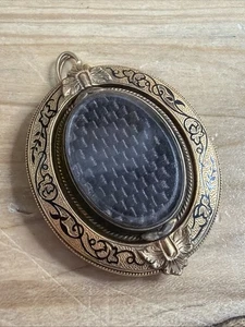 Seltener antiker Flip Trauer Anhänger M. Owen Luffield Haar Medaillon C69 - Bild 1 von 11