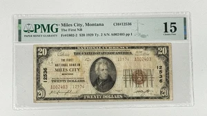 1929 $20 Miles City Montana US First National Bank Note PMG 15 Ty 2 Fr. 1802-2 - Picture 1 of 2