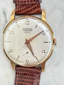 OROLOGIO POLSO UOMO 50s MIRAMAR GENEVE 17 RUBIS 36 mm. ANTIMAGNETIC PLACCATO - Picture 1 of 5