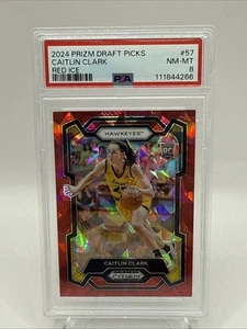 2024 Panini Prizm Draft Picks Caitlin Clark #57 Red Ice PSA 8 - Bild 1 von 14