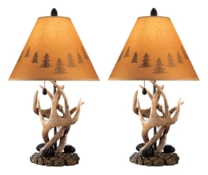 Signature Design by Ashley Derek Rustic Cabin Antler Lamp Set, 2 Count, Brown - Picture 1 of 4