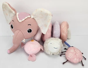 Juguete musical de asiento de coche de elefante rosa para bebés 0-6 m búho oveja Ladybug ligeramente usado - Imagen 1 de 8