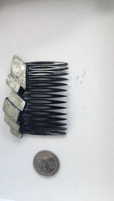 Vintage French Art Deco Hair Comb Celluloid Mosaic Barrette France Accessory - Image 1 of 4