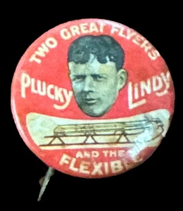 Due grandi volantini - slitta volantino flessibile e Charles Lindbergh - spilla pubblicitaria - Foto 1 di 6