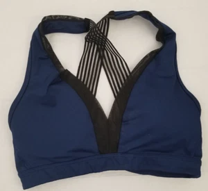 Victoria's Secret VSX Sports Bra Navy Size XS Black Mesh Crisscross Straps - Picture 1 of 3