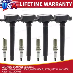 4 bobinas de encendido UF751 + bujías para Chrysler Dodge Dart Jeep Cherokee 2,4 L - Imagen 1 de 11