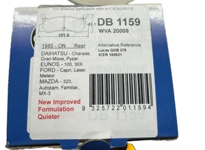 ADB REAR BRAKE PAD ADB1159 for MAZDA 323 1985-on - Picture 1 of 4
