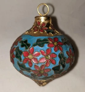 Vintage Träne Cloisonné Floral Design Ornament blau lila rot gold 3" - Bild 1 von 5