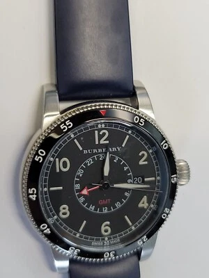 BURBERRY BU7854 'The Utilitarian' GMT  Men's Watch With HIRSCH RUBBER STRAP — 第 1/4 张图片