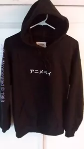 Rare Animebae Collection SAD GIRLS Black Pillow Hoodie Size Med Women’s - Picture 1 of 10