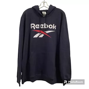 Reebok Identity Big Logo Fleece Hoodie Navy Sweatshirt Men’s XL NWT (MSRP $50) - Picture 1 of 6