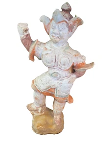 Antigua figura de guardián de la tumba de Lokhapala pintada de terracota de la dinastía Tang china - Imagen 1 de 3