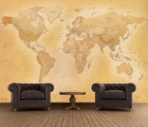 Giant Map Wall mural photo wallpaper Yellow World Map | glue not included - Picture 1 of 4