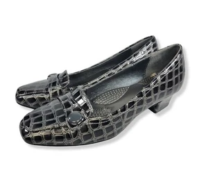 Zapatos de vestir Pierre Dumas para mujer flexibles con estampado de cocodrilo negros grises talla 6,5 - Imagen 1 de 12