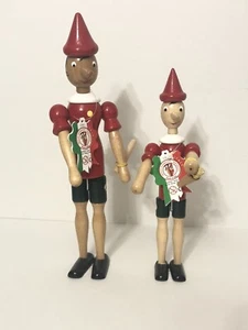 Wooden PINOCCHIO Figure C2 di Rainoldi  Made in Italy Set Of 2 - Picture 1 of 12
