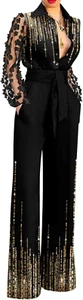 Monopezzi E Tutine Da Donna Tuta Lunga Jumpsuit Elegante Abito Cerimonia Tuta Ju - Foto 1 di 12