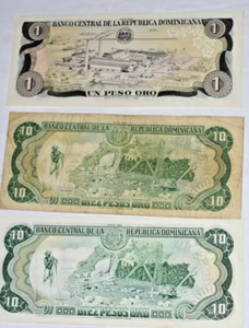 Vintage, 3 x Dominicana Banknoten (1 + 2 x 10) Pesos Stempelglanz, sehr guter Zustand++/AU, 1980er - Bild 1 von 4