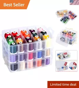 Ultimate 63-Color Sewing Thread Set with Anti-Tangle Storage Box and Accessories - Picture 1 of 9