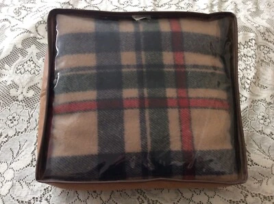 NEW  Pendleton Wool Stadium Blanket Robe In A Bag Tan Tartan Plaid Case & Pillow - Image 1 of 4
