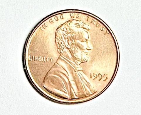 1995 Lincoln Cent With MAJOR Doubling on Obverse UNC - MS++++ Cover