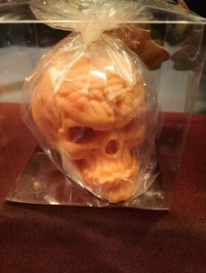 3D Halloween Orange Fey Spirit Of Vengeance Pumpkin Head Skull Candle - Picture 1 of 3